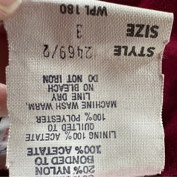 Vintage Cute Togs New York Velvet Cranberry Coat Double Breast Sz 3 - Picture 8 of 8